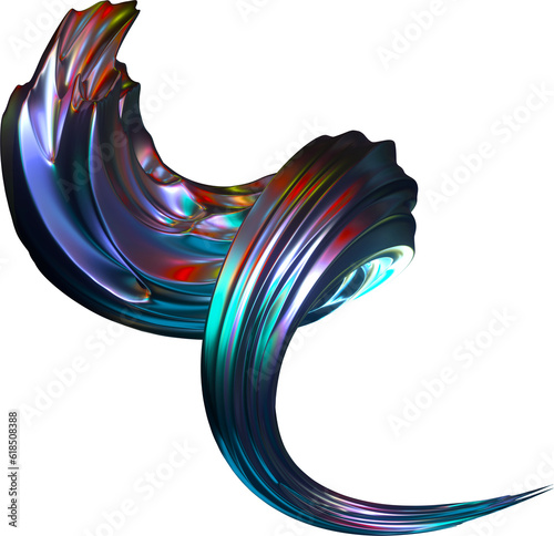 Flowing 3D Abstract Metalic Iridescent Fluid Wave Flow Twisting Helix Shape