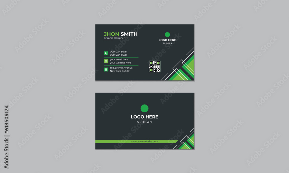 Modern creative green color simple and clean business card design, professional name card vector template. Modern creative green color simple and clean business card design, professional name card vector template.