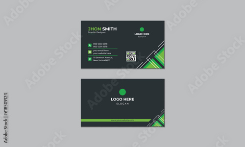 Modern creative green color simple and clean business card design, professional name card vector template.