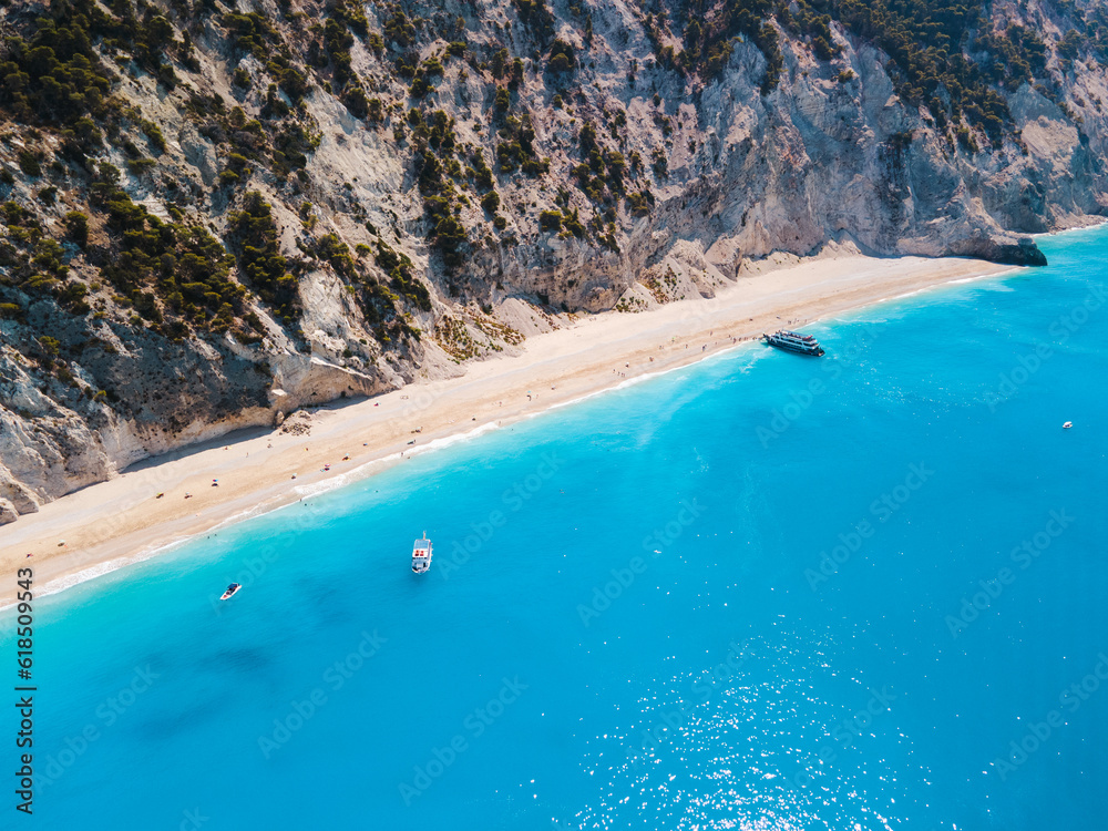 aerial view of egremni beach Lefkada island Greece