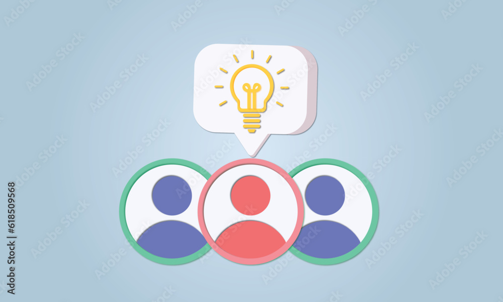 Teamwork or diverse team with an idea vector icon for business apps and websites.vector on blue background