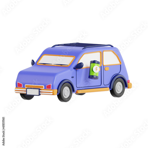  Electric car 3d icon. 3D Electric Car Charging  Green Energy  Clean Energy  Environmental Alternative Energy Concept