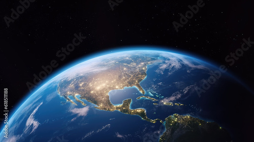PLANET EARTH ENERGY USAGE, Power consumption. World, Globe, Space, Wallpaper, Poster. Our Planet Earth in close view and 16:9 Format with power consumption effect. Generative AI