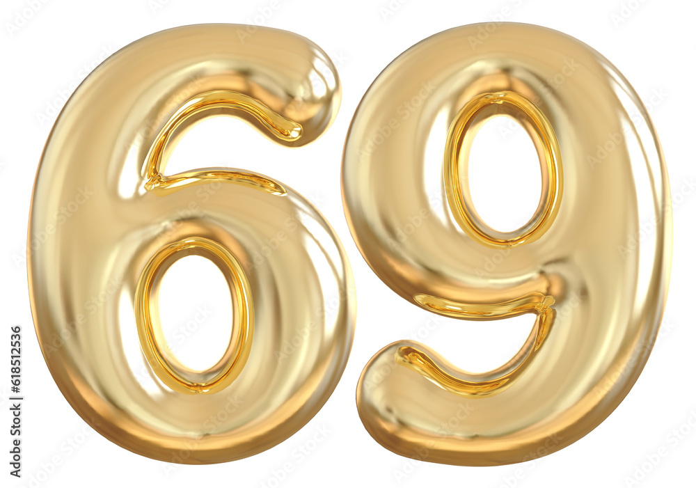 69 Number Gold Balloon 69 Number Gold Balloon