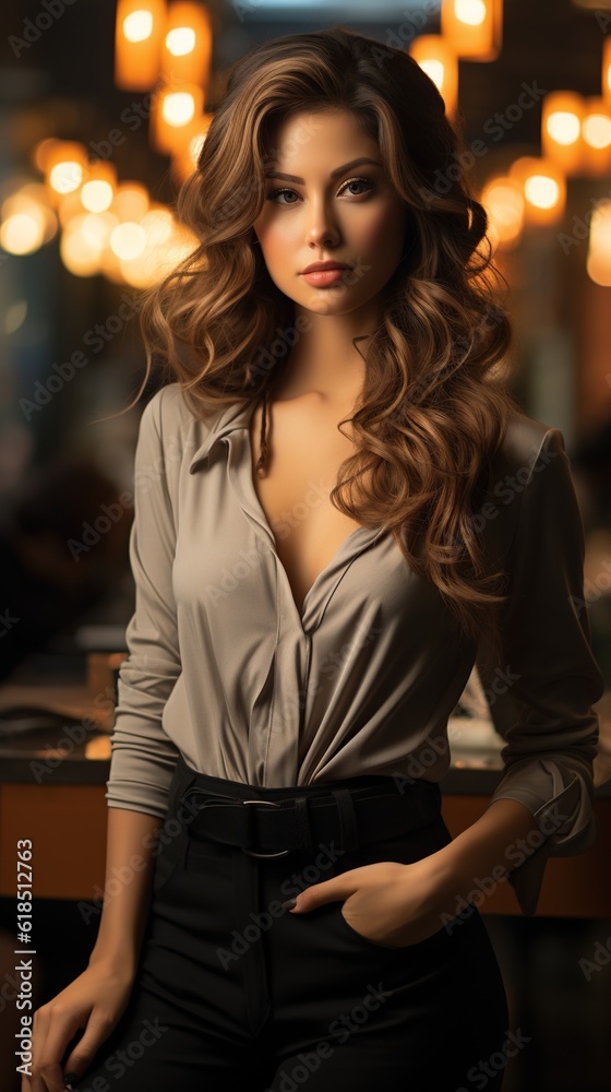 Illustration of a fashion portrait, AI Generated Illustration of a fashion portrait, AI Generated