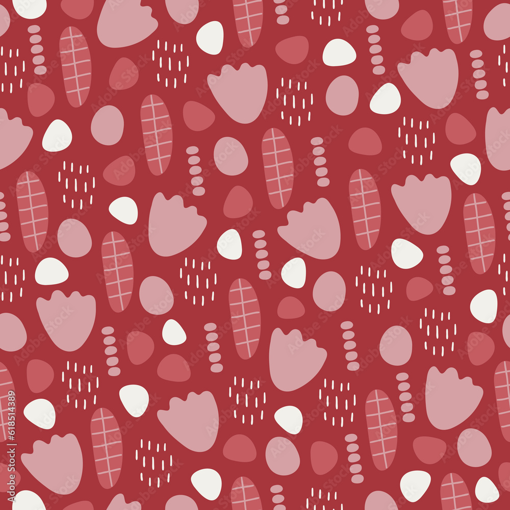 Naklejka premium Abstract seamless pattern with geometric shapes, dots, circles. Vector illustration
