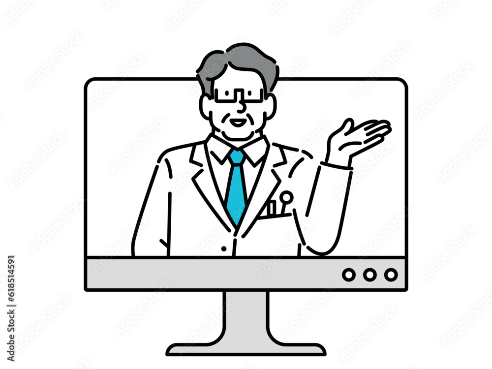A man explaining something on a computer monitor