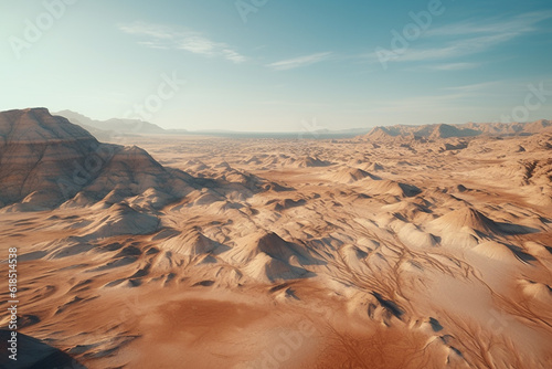 Sahara desert aerial drone view landscape  sand dunes