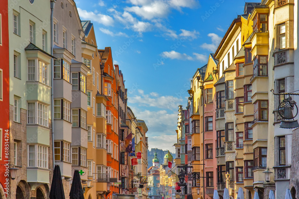 View of the colorful buildings in Innsbruck