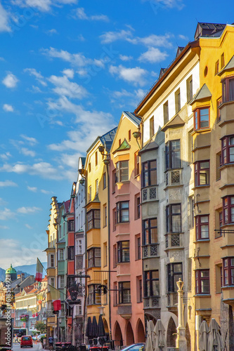 View of the colorful buildings in Innsbruck