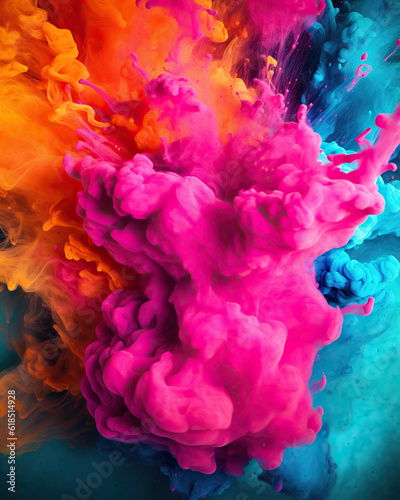 abstract multicolor watercolor powder explosion background created with Generative AI technology