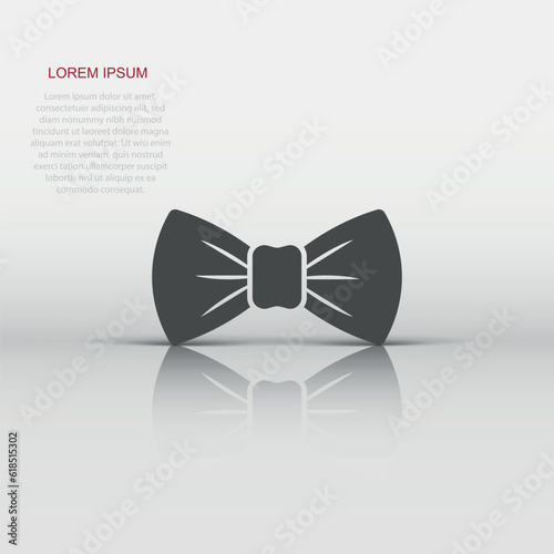 Tie bow icon in flat style. Bowtie vector illustration on white isolated background. Butterfly business concept.