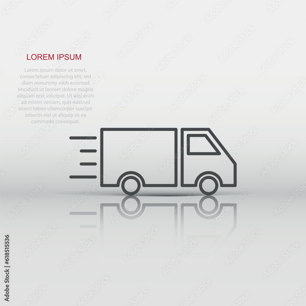 Truck icon in flat style. Auto delivery vector illustration on white isolated background. Lorry automobile business concept. Truck icon in flat style. Auto delivery vector illustration on white isolated background. Lorry automobile business concept.