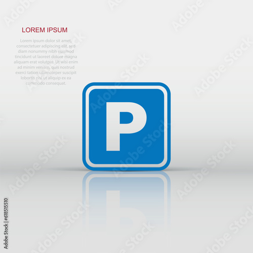 Free Download Car parking icon in flat style. Auto stand vector illustration on white isolated background. Roadsign business concept. - GFXLoad
