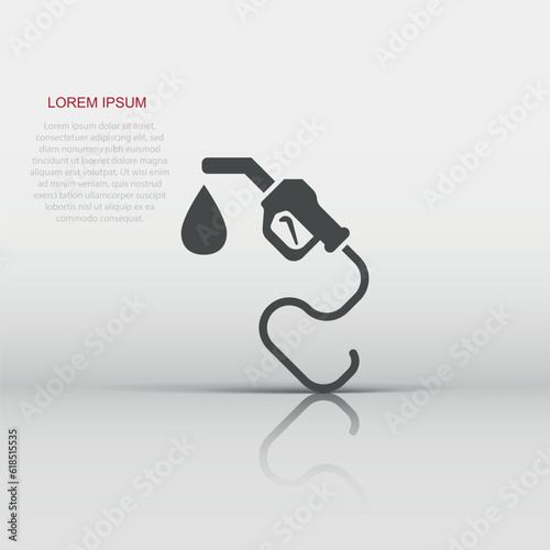 Fuel pump icon in flat style. Gas station sign vector illustration on white isolated background. Petrol business concept.