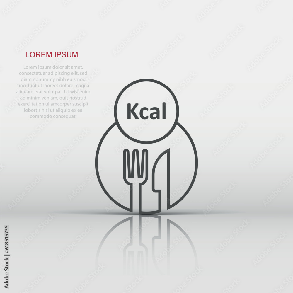Kcal icon in flat style. Diet vector illustration on white isolated background. Calories business concept.