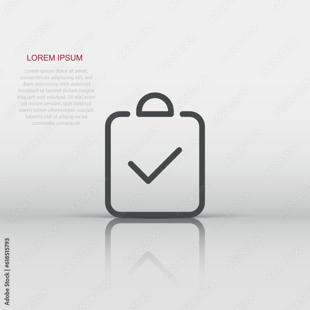 Document checkbox icon in flat style. Test vector illustration on white isolated background. Contract business concept. Document checkbox icon in flat style. Test vector illustration on white isolated background. Contract business concept.