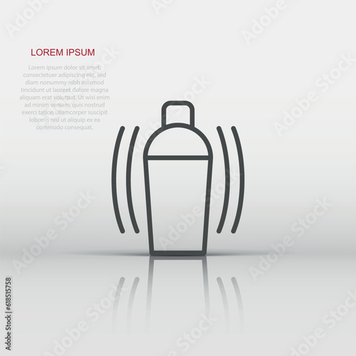 Shaker cocktail icon in flat style. Alcohol bottle vector illustration on white isolated background. Bar drink business concept.