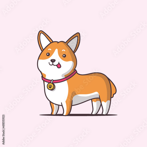 Cute Pembroke Welsh Corgi dog vector cartoon illustration