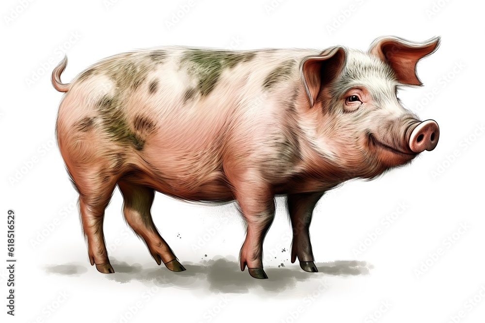 cartoon pig isolated on white background. Generated by AI cartoon pig isolated on white background. Generated by AI