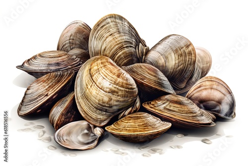 clams isolated on white background. Generated by AI