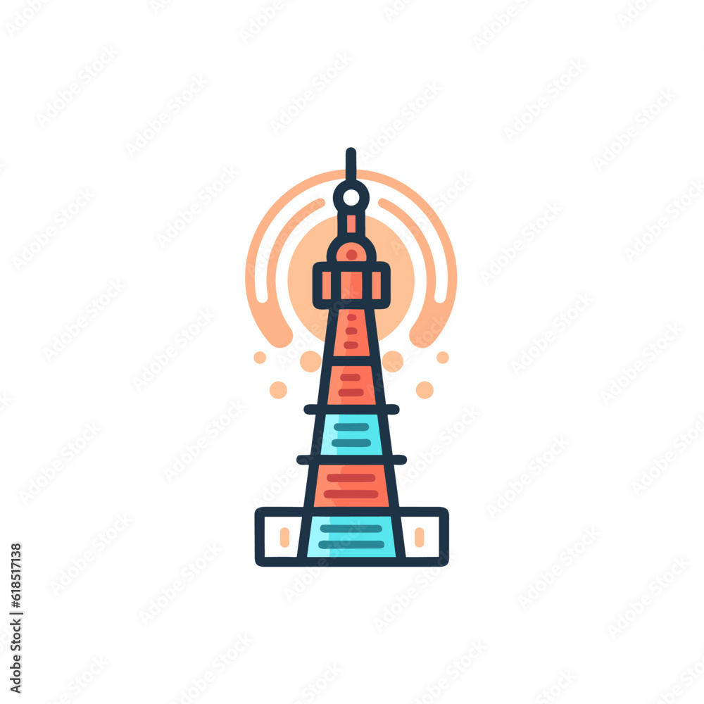 Obraz premium Antenna tower vector icon illustration