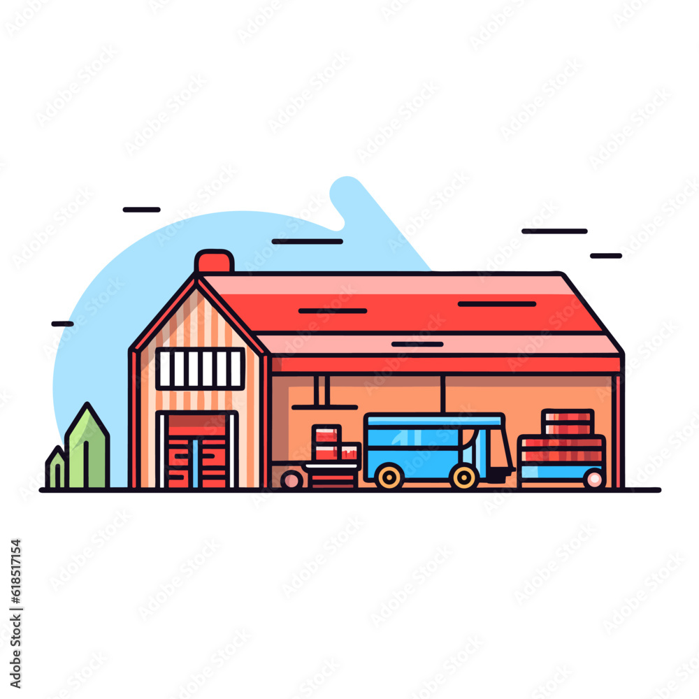 Warehouse building vector icon illustration