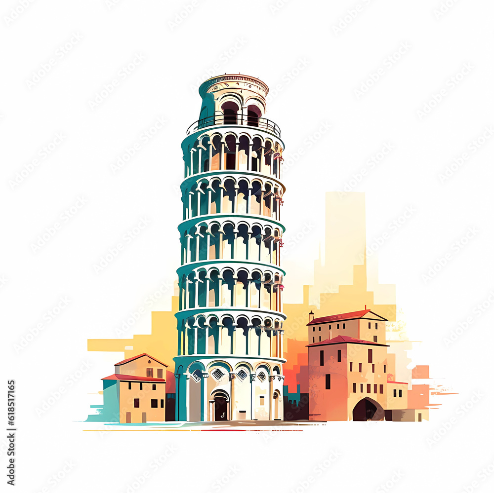 Illustration of beautiful view of Pisa, Italy
