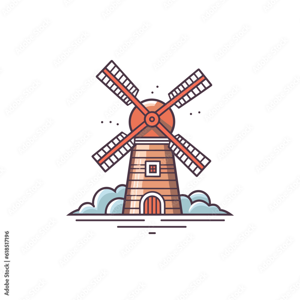 Windmill building vector icon illustration Windmill building vector icon illustration