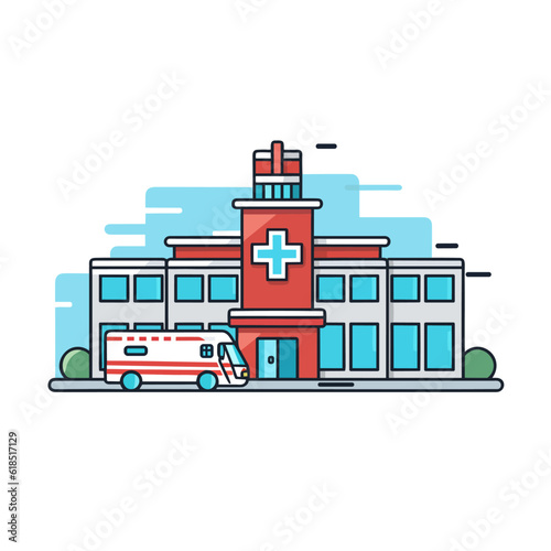 Hospital building vector icon illustration