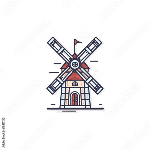 Windmill building vector icon illustration