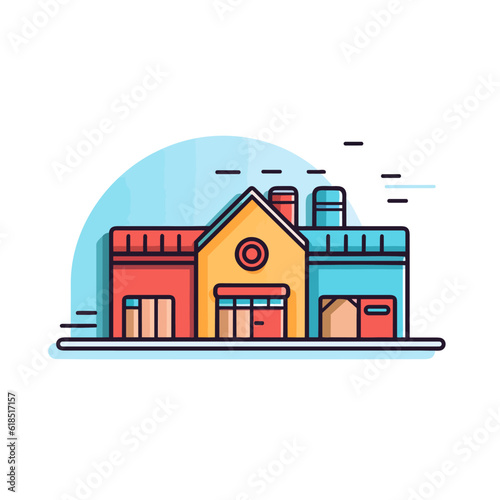 Warehouse building vector icon illustration