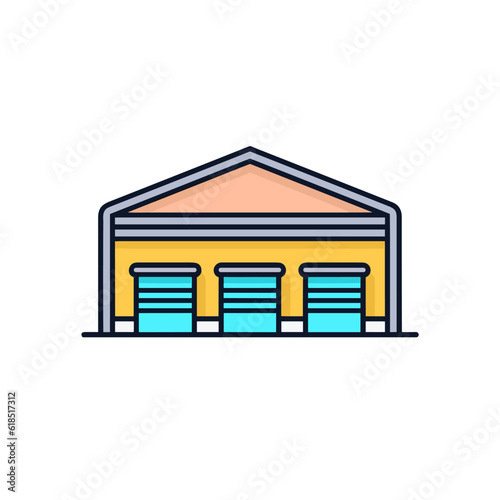 Warehouse building vector icon illustration