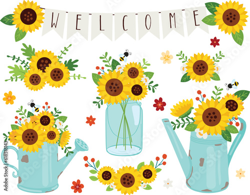 Farmhouse sunflower arrangements