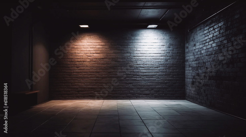 empty dark wall and spotlights Generative AI