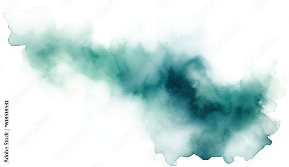 A gradient from pale pistachio to deep teal within a cloud-shaped watercolor spot, texture element  transparent