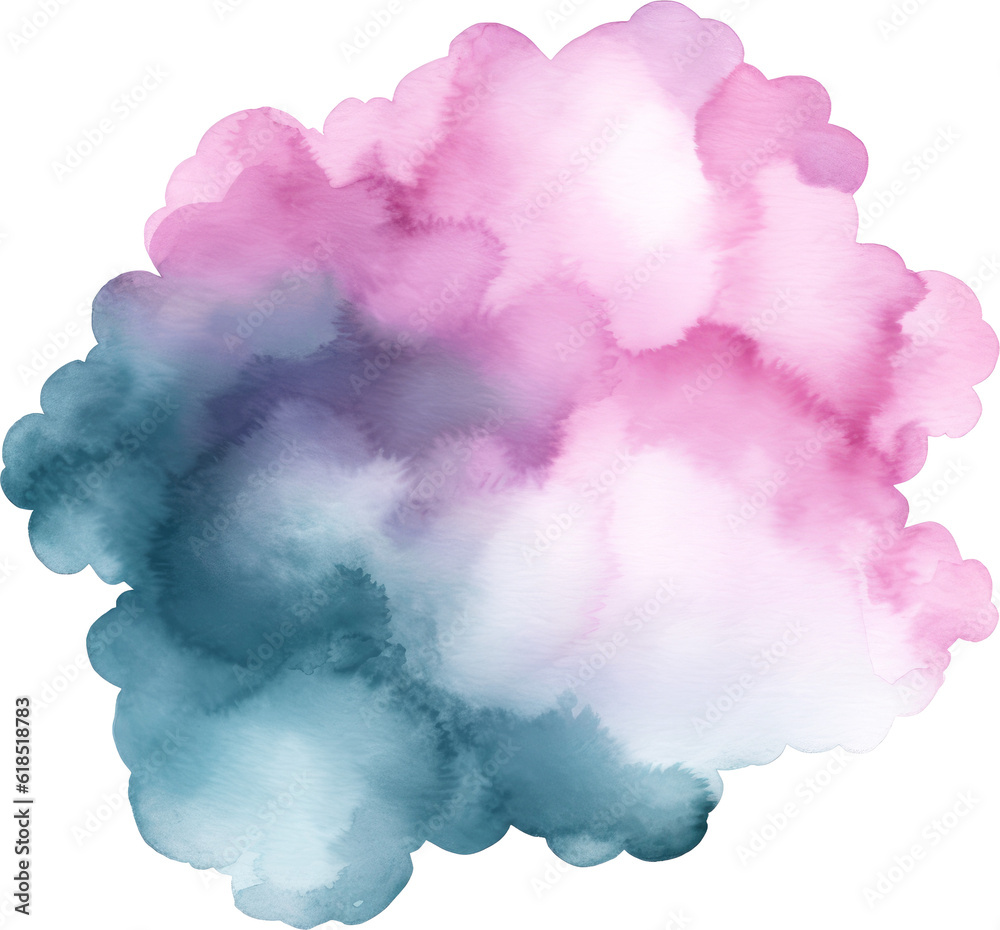 Cloud-shaped watercolor spot texture element On a transparent background