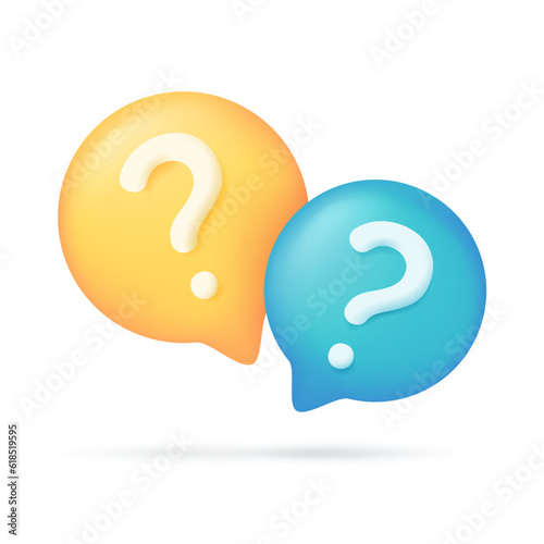 3d text box. Speech bubble dialog dialogue. questions and answers