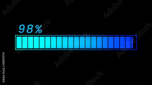 4K Animated neon line progress loading bar. Status. Waiting process bar