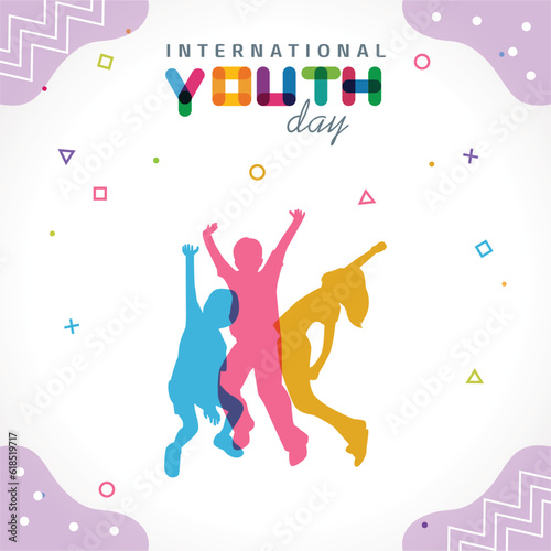 Happy youth day background with colorful silhouettes