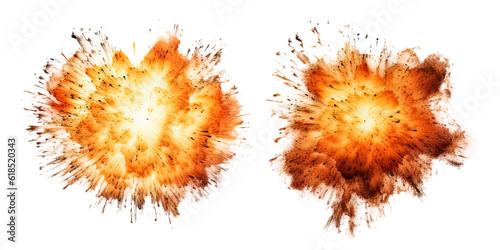 Slika na platnu Set of explosions isolated on transparent background - Generative AI