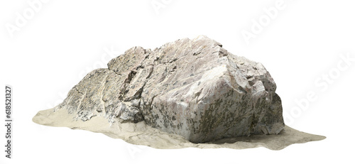 Landscaping heavy rock on beaches sand ground cutout backgrounds 3d render png © Krit