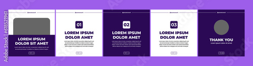 set of creative carousel or microblog templates for social media posts. social media template with purple and white color theme