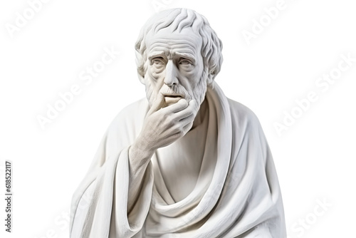 A marble statue of philosopher isolated on transparent background - Fictional Person, Generative AI
