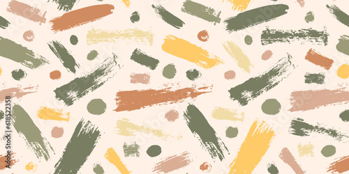 Seamless hand drawn various realistic brush stroke shape. Trend contemporary seamless pattern. Modern pastel illustration. Stamp texture. Vector perfect for textile print, poster, fashion, design, art
