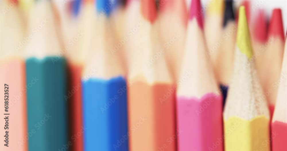 Close up of sharpened multi coloured pencils with copy space on white background Close up of sharpened multi coloured pencils with copy space on white background