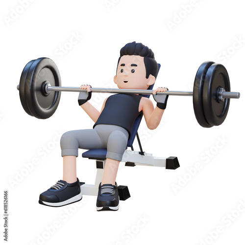 3D Sportsman Character Sculpting Upper Body with Incline Bench Press Workout