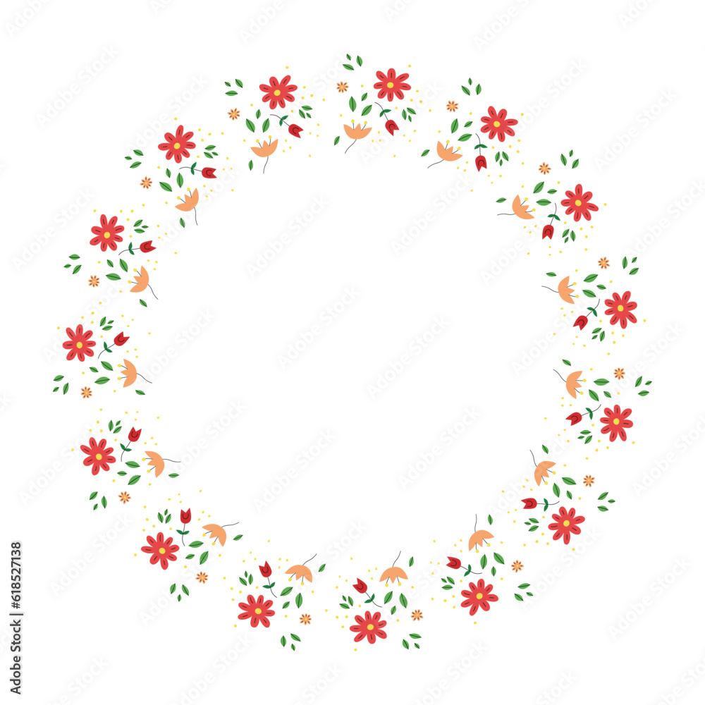 Circle floral pattern for decorations. Perfect for wedding and engagement party.
