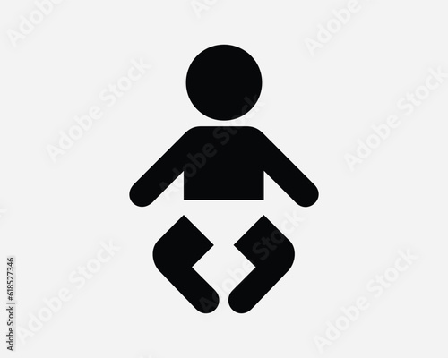Baby Icon. Infant Newborn Toddler Young Kid Small Child Boy Children Diaper Birth New Born Black White Graphic Clipart Artwork Symbol Sign Vector EPS