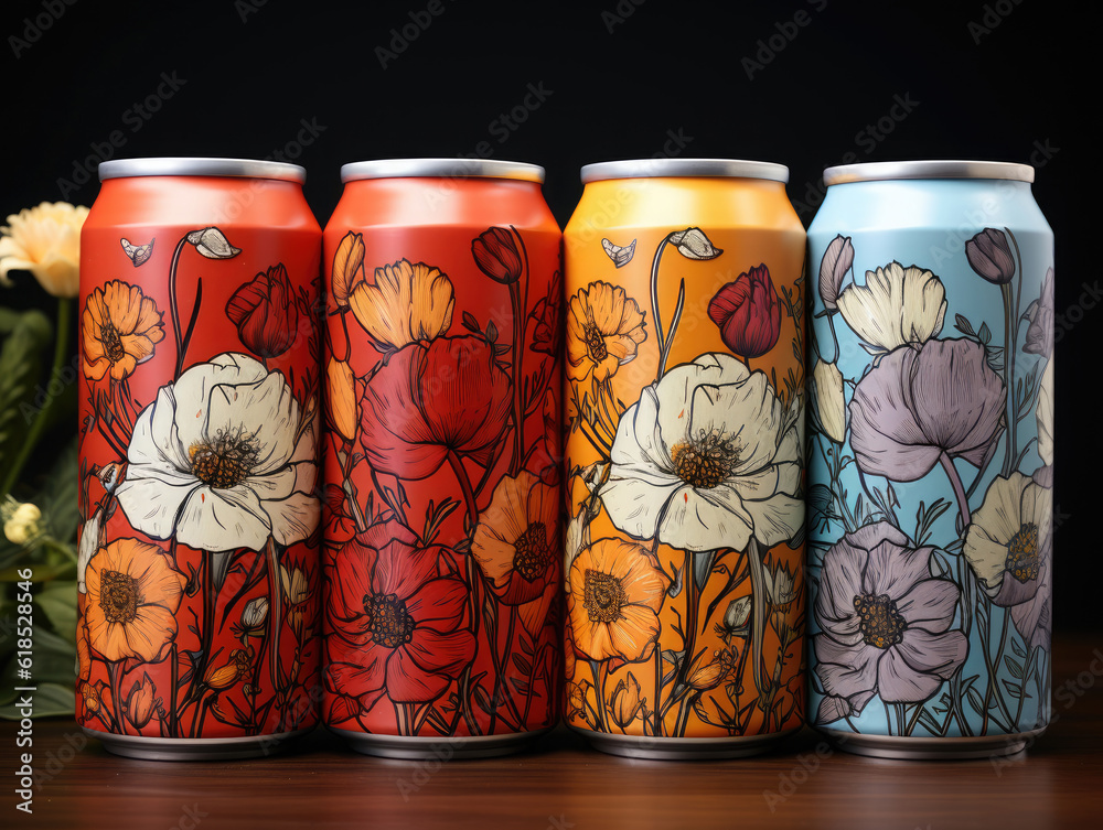 4 tall cans of unmarked beer in different bright color, Background Image, HD 4 tall cans of unmarked beer in different bright color, Background Image, HD